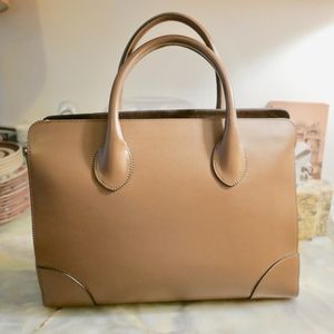 Large Brown Leather KELLY BAG w/Cross Body Strap